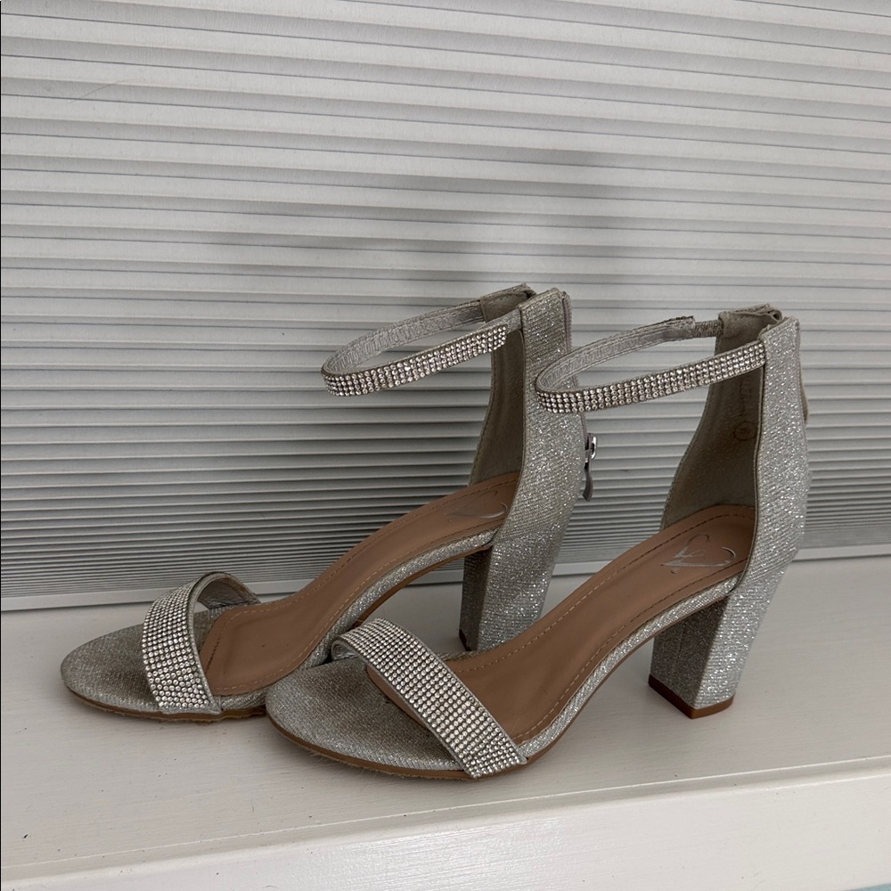 Windsor Glittering Silver Block Heels